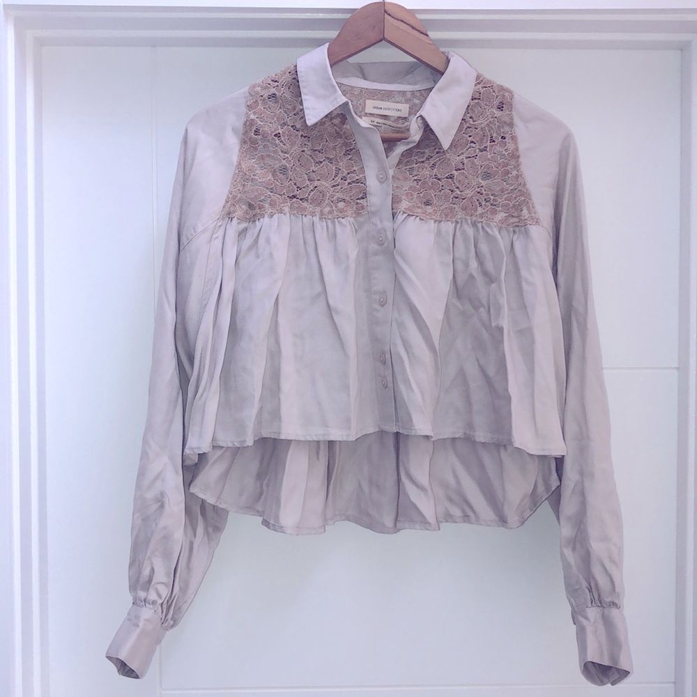 Urban Outfitters Callie Lace Cropped Blouse Sz S - Picture 7 of 9